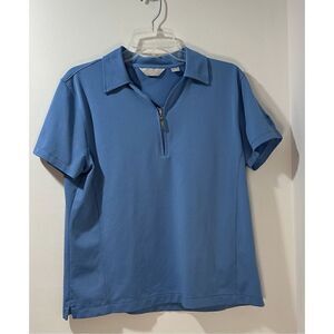 Callaway women’s 1/4 zip blue short sleeve pullover golf shirt size L. #33-0832